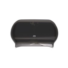 Tork Twin Jumbo Toilet Paper Roll Dispenser Smoke T22, Refill Indicator Windo...