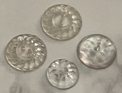 Vintage 12 Czech Clear Depression Crystal Glass Crafting Buttons 107-44 - Picture 7 of 15