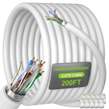 Cable Ethernet Cat 6 blindado de 200 pies (10 RJ45), para exteriores e interiore