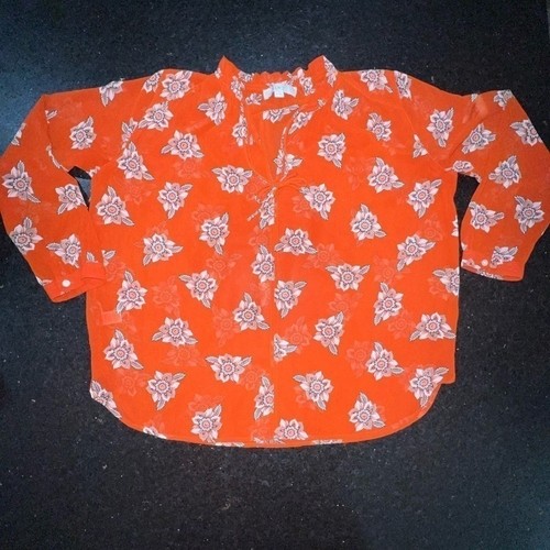 UEC LOFT BURNT ORANGE FLORAL V NECK BLOUSE SZ MP - Picture 4 of 9