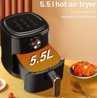 1800W 5.5L Air Fryer Programmable 9in1 Cooking Presets Large Capacity Non-Stick