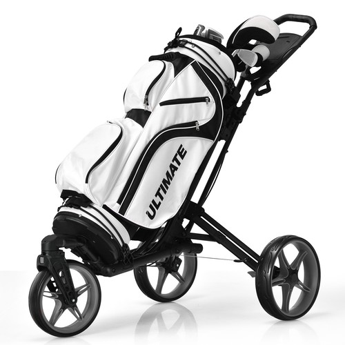 Costway Folding Golf Push Cart W/Scoreboard Adjustable Handle Swivel Wheel Grey - Picture 11 of 11