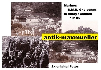 China Amoy Xiamen Marines Crew S.M.S. Gneisenau 2 x original photos around 1910