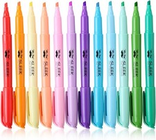 Pastel Highlighters Set 12 Pack, Quick Dry Markers