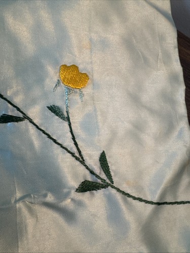 VTG 40s Japanese Silk Kimono Robe Mint Green Embroidered Bird Floral Export Boho - Picture 16 of 18