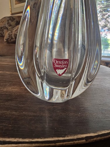 Vintage MCM Orrefors Sweden Jan Johansson 'Siljan' Crystal Vase Signed with 1988 - Picture 2 of 9