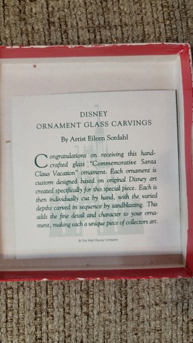 Disney Limited Edition Mickey Mouse Glas Weihnachtsschmuck Santa Vacation 1995 - Bild 6 von 8