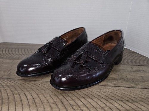 Bostonian Classics Leather Shoes 8.5 Burgandy Loafers First Flex Kiltie Tassels - Picture 12 of 12