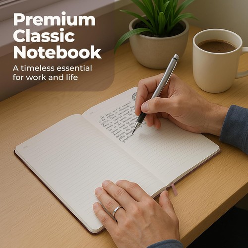 Liniertes ledergebundenes Journal Notizbuch, A5 Hardcover - braun 5,8x8,3" - dick 300  - Bild 2 von 7