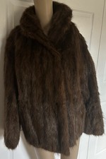 Vintage Genuine Beaver Fur Sz M Brown StripedJacket; Thick Shiny wShawl Collar