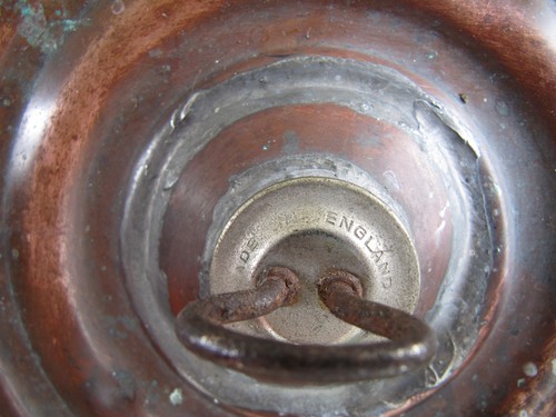Antiguo calentador de cama para botellas de agua caliente de cobre de 9 pulgadas de diámetro - Imagen 5 de 6