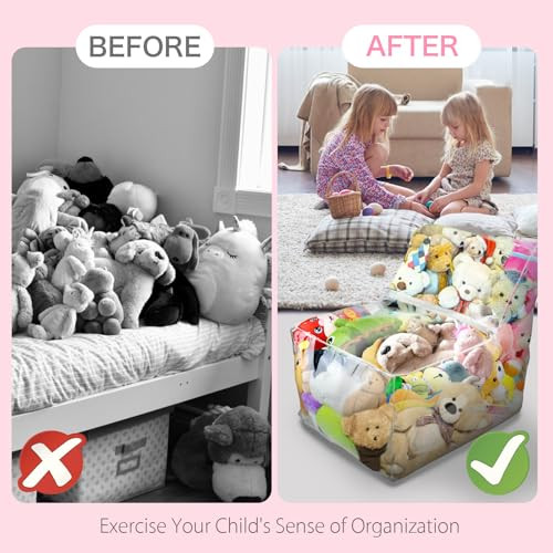 Stuffed Animal Storage Clear Bean Bag Chairs for Kids, Transparent Chair - Picture 5 of 8