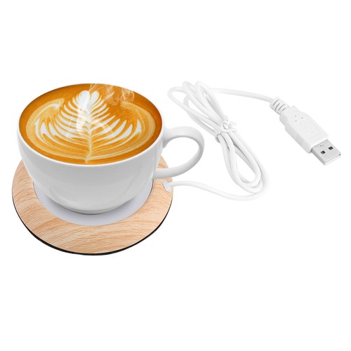 USB Wood Grain Cup Warmer Heat Beverage Mug Mat Coffee Heater Pad Bright - Picture 12 of 22