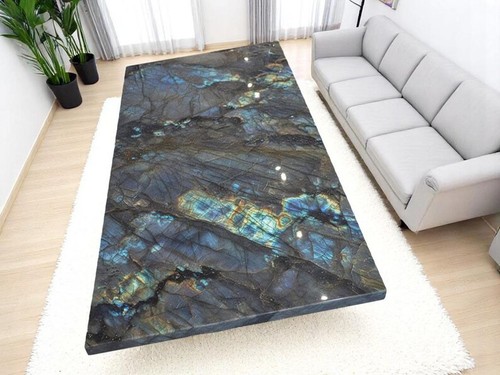Labradorite Stone Dining Table, Gemstone Countertop, Luxury Modern Eat-in Table - Picture 4 of 16
