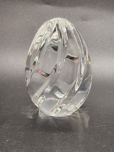 Vintage DANSK International Designs Solid Lead Crystal Swirl Egg Paperweight