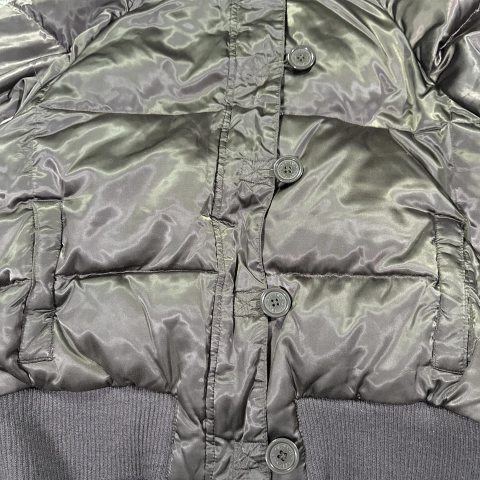 Chaqueta acolchada con capucha de piel sintética Y2K con capucha forrada de piel mediana 19x22 L marrón azul marino antiguo Foto 4 de 4