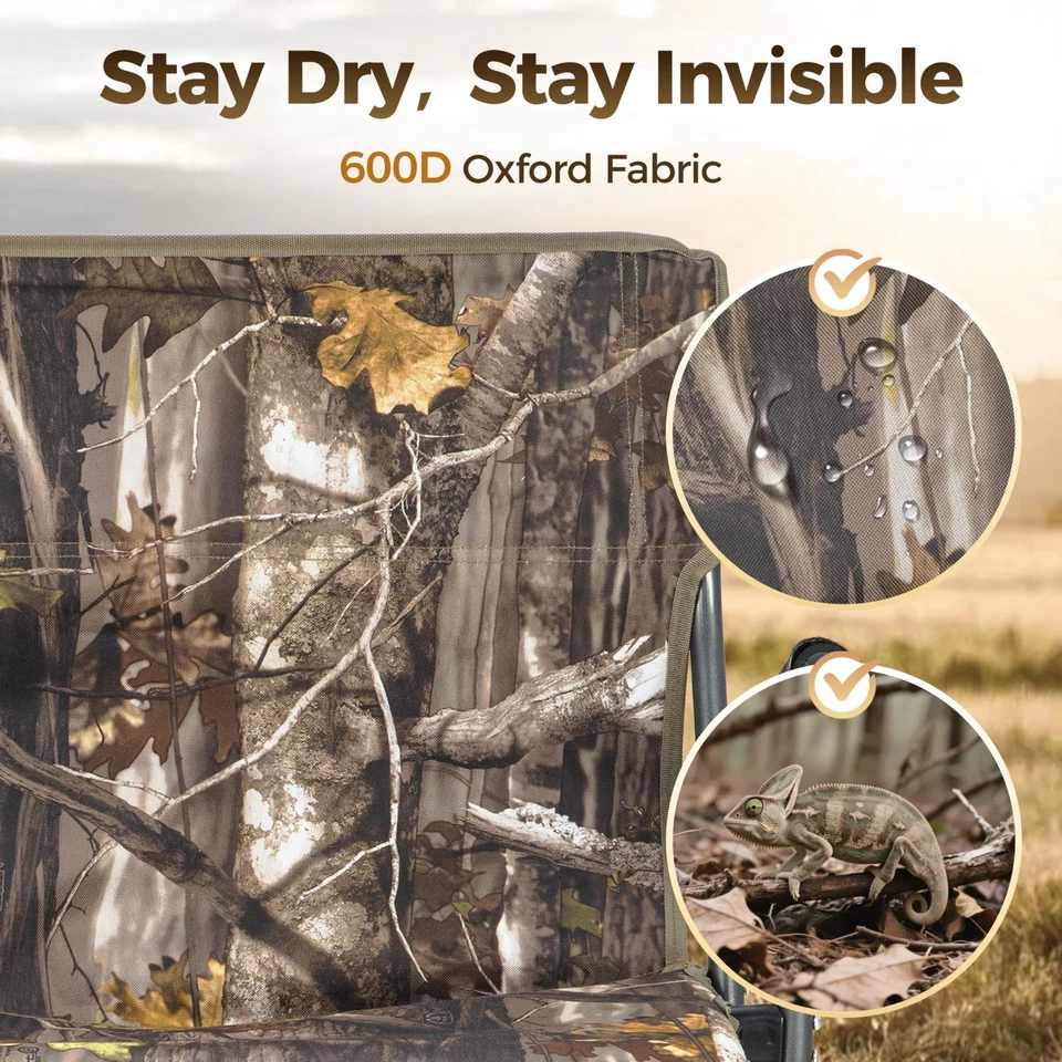 360° Swivel Hunting Chair Folding Blind Chair Adjustable Leg 330LBS Support - Image 4 of 4