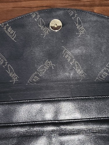 Cartera Ruth Saltz Vintage Cuero Negro Doble Asa 11" x 9" - Imagen 12 de 12