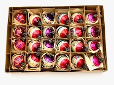 24 Vintage Fantasia Glass Ornaments Feather Tree Teardrop  Ball Original Box