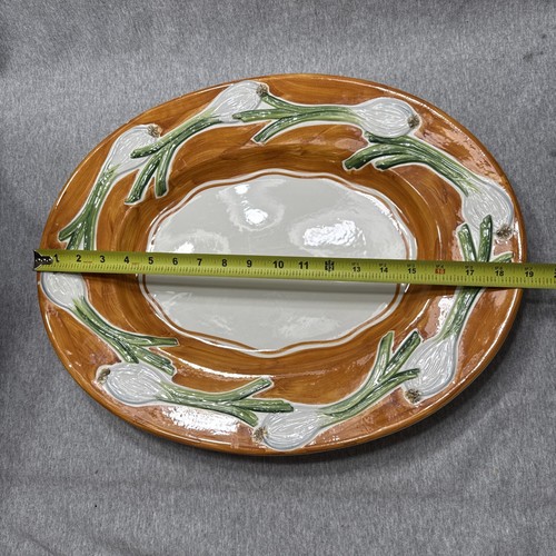RARO Plato de servir grande ovalado Vietri 19” chalotes de cebollas 1997 Italia - Imagen 2 de 16