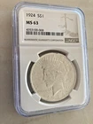 1924-P Peace Silver Dollar. NGC MS63.  Beautiful Blast White Gem!