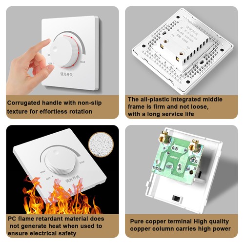 LED Dimmer Single Light Switch for Dimmable lighting White 100W/300W 220V - Picture 5 of 8
