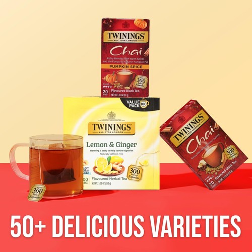 Twinings Pumpkin Spice Chai Tea Bags 20 Count Caffeinated Fall Flavor - Picture 6 of 6