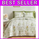 Smooth High Density Quilt - Yellow Flowers Green Leaves
