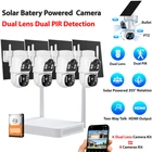Solar Security Camera System Wireless Outdoor Dual-Lens Dual PIR Detect NVR Set