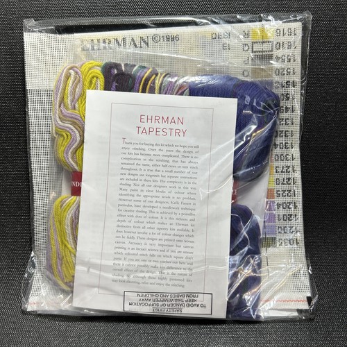 Iris Mini Set von Ehrman Wandteppich lila gelb blau wunderschön Rarität 1996 England - Bild 2 von 6