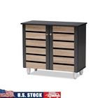 Compact Shoe Cabinet Shelves & Ventilated Doors Indoor Storage Solution Rack