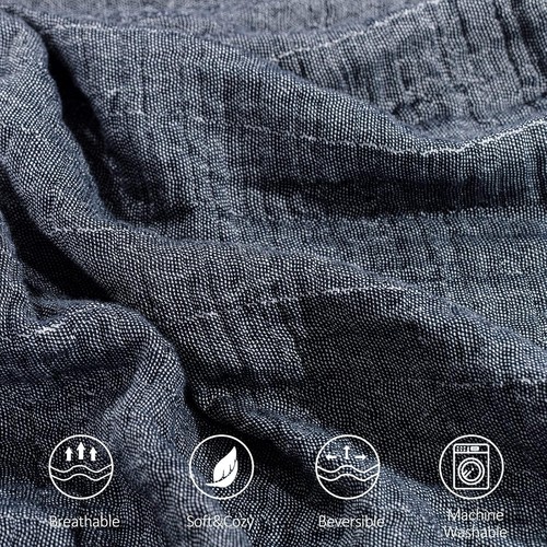 Modern Lightweight Twin Cotton Throw Blanket - 60"x80" Dark Blue for Camping - Bild 6 von 10