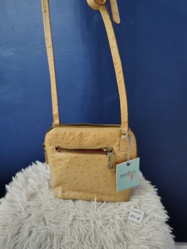 HOBO Ostrich Crossbody Bag - Camel Color New Purse Handbag Small - Picture 2 of 8