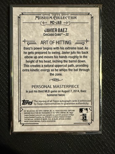2015 Topps Museum Collection - Framed Autographs Javier Báez #MC-JAB Silver 1/10 - Picture 4 of 4