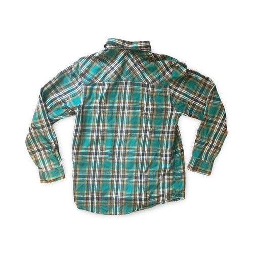 Kavu Shirt Men's Large Long Sleeve Snap Front Green Black Flannel Pockets Plaid - Picture 2 of 7