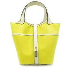 HERMES Picotin Lock PM Cargo Toile Swift Hand Bag U Stamp Jaune Citron Nata 99