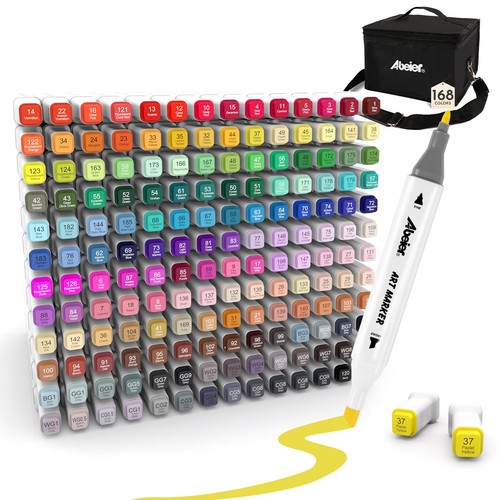 ABEIER 168 Colori Pennarelli Doppia Punta ad Alcool Professionali Pennarelli - Foto 1 di 24