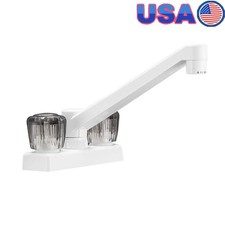 RV Kitchen Faucet Dual Handle Acrylic Knobs Drip Free Easy Installation New