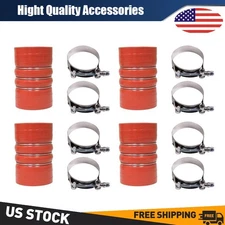 4PCS 4" X 6" 4 inch 7715-0002 Silicone Red Hump Hose Charge Air Cooler W/Clamps