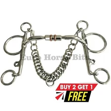 Pelham Bit Barrel Myler Copper Roller Mouth Horse Snaffle Bit with Curb chain