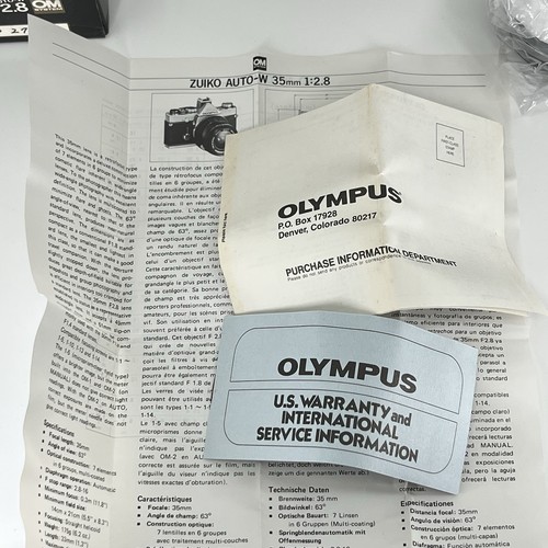 NEW/NOS Olympus ZUIKO AUTO-W 35mm F2.8 OM Lens w/Box Paperwork & Accessories - Picture 6 of 18
