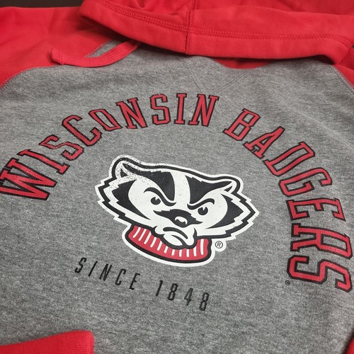 NWT Men's Wisconsin Badgers Fanatics Wrap Up Raglan Pullover Hoodie Size L - Picture 2 of 5