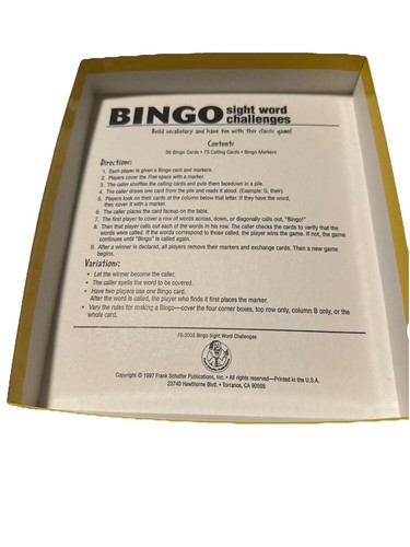McGraw-Hill BINGO Card Game Sight Word Challenge Classroom Calling Cards Markers - Picture 3 of 4