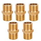 Pipe Quick Adapter 5pcs Brass Gold Tone Hex Nipple Quality Is Guaranteed