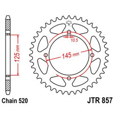JT SPROCKETS Corona 857 de zinc negro 45 dientes
