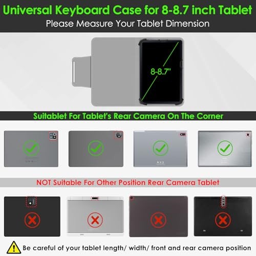 Universal 8.0-8.7 inch Wireless Bluetooth Keyboard for iPad,Samsung Tablet, - Picture 3 of 8