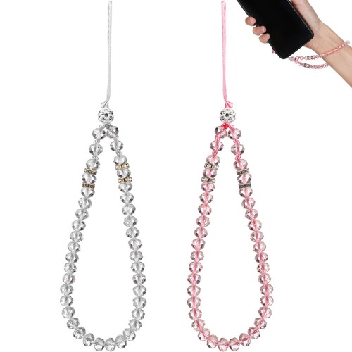 2 Pcs Téléphone Portable Cordon Main Poignet Bracelet Perles Porte-clés - Photo 3 sur 12