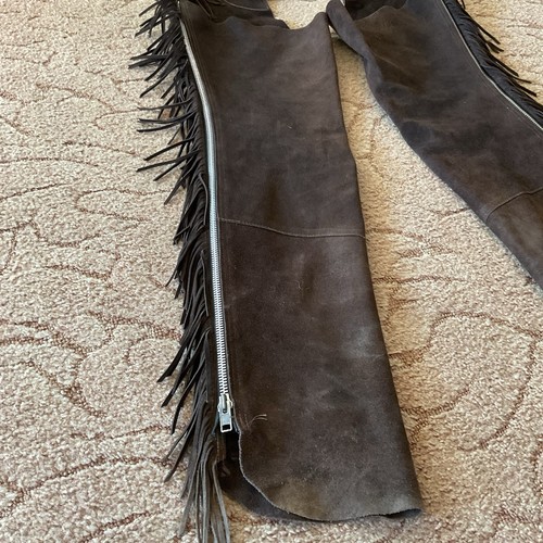 Barnstable Riding braune echte amerikanische Wildleder Fransen Chaps Gr. Large - Bild 4 von 13