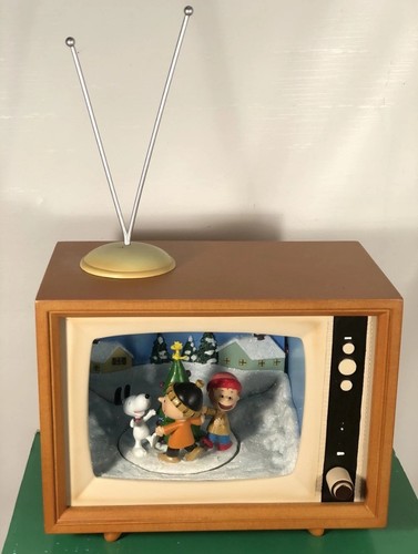 Snoopy Peanuts Gang Christmas Motion Music TV w Sound & Motion Box Display Rare