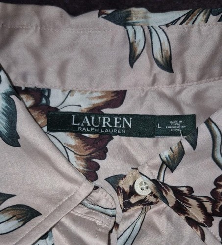 Lauren Ralph Lauren Women's Size Large Floral Cotton Sateen Top - Picture 3 of 6